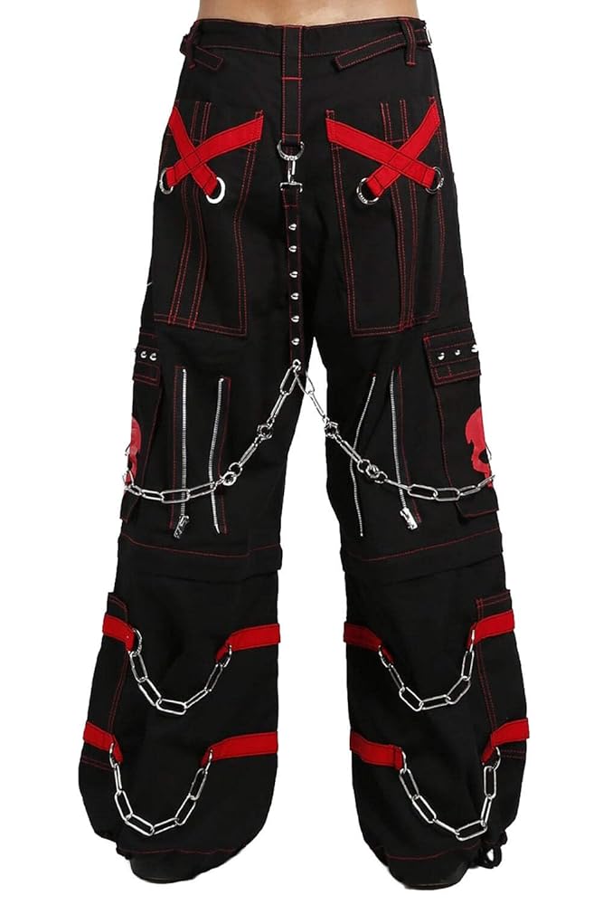 Amazon.com: Tripp NYC Skull Bondage Pants [Black/RED] Baggy